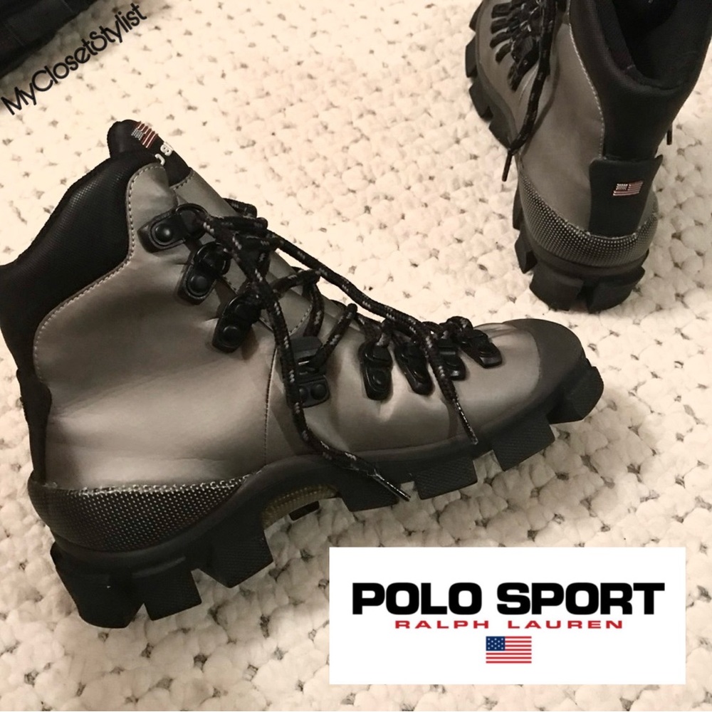 Ralph Lauren Sport Lugged Sole Boots 8 RARE! New Gunmetal Snow Hiking OOAK ankle - Picture 1 of 8